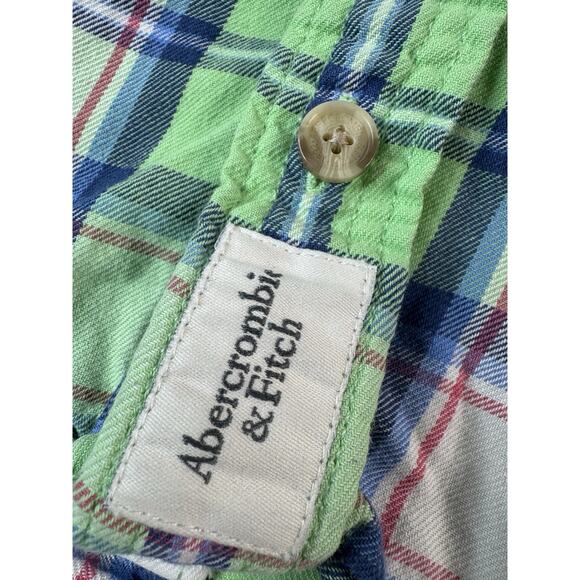Abercrombie & Fitch Mens Muscle Fit Plaid Button Up Shirt Small Y2K Beachy - Picture 3 of 11